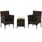 Rattan 3 Piece Outdoor Conversation Set with Cushioned Seats and Glass Table